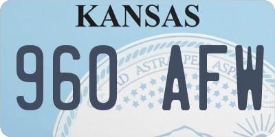 KS license plate 960AFW