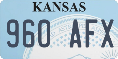 KS license plate 960AFX