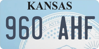 KS license plate 960AHF