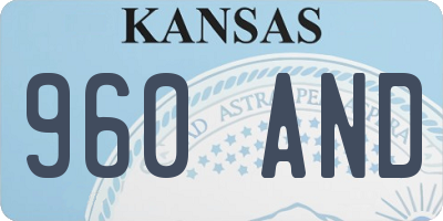 KS license plate 960AND