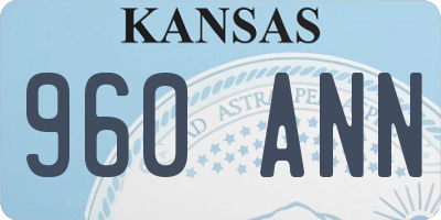 KS license plate 960ANN