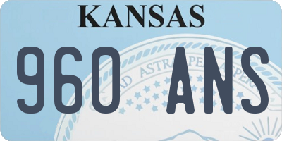 KS license plate 960ANS