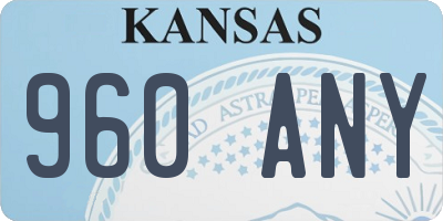 KS license plate 960ANY