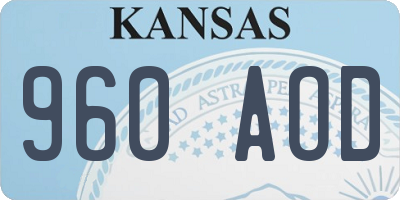 KS license plate 960AOD
