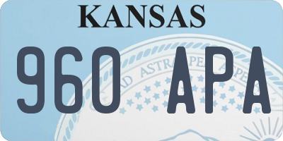 KS license plate 960APA