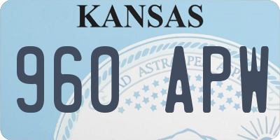 KS license plate 960APW