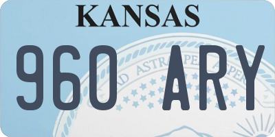 KS license plate 960ARY