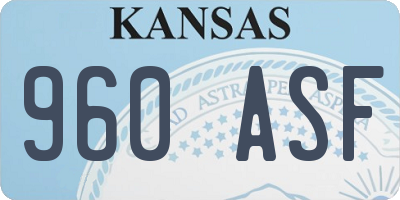 KS license plate 960ASF
