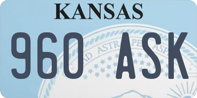 KS license plate 960ASK