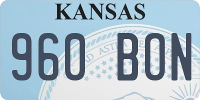 KS license plate 960BON