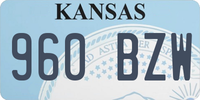 KS license plate 960BZW