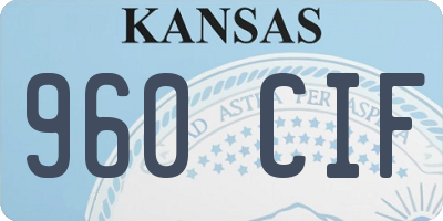 KS license plate 960CIF