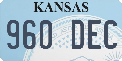 KS license plate 960DEC