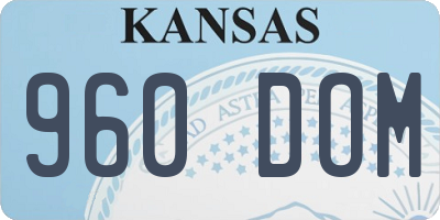 KS license plate 960DOM