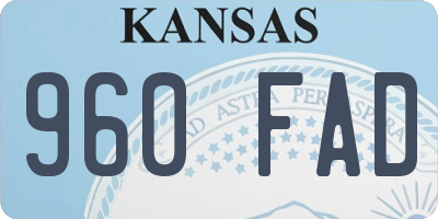 KS license plate 960FAD