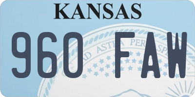 KS license plate 960FAW