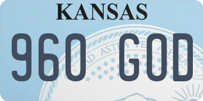 KS license plate 960GOD