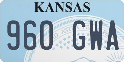 KS license plate 960GWA