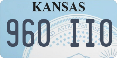 KS license plate 960IIO