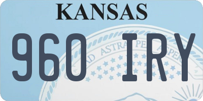 KS license plate 960IRY
