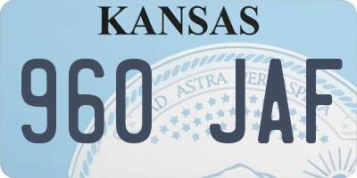 KS license plate 960JAF