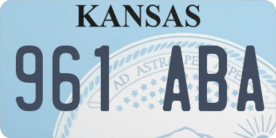 KS license plate 961ABA