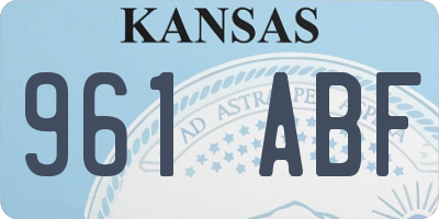 KS license plate 961ABF