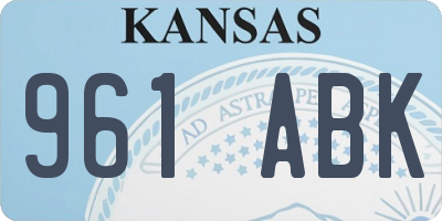 KS license plate 961ABK