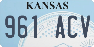 KS license plate 961ACV
