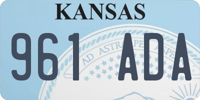 KS license plate 961ADA