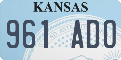 KS license plate 961ADO