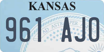 KS license plate 961AJO