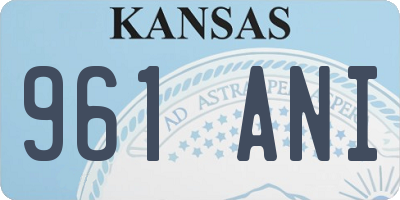 KS license plate 961ANI