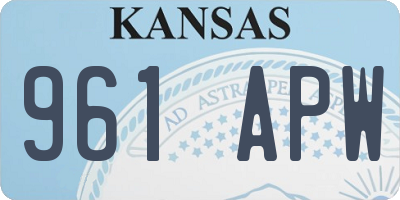 KS license plate 961APW