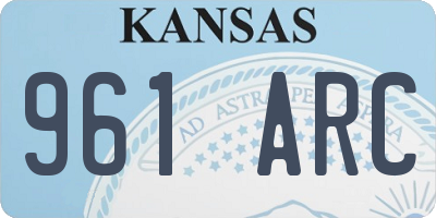KS license plate 961ARC