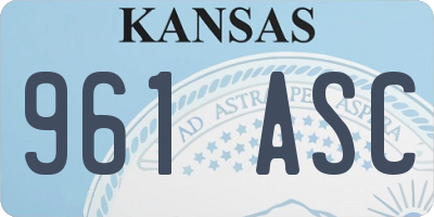 KS license plate 961ASC