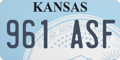 KS license plate 961ASF