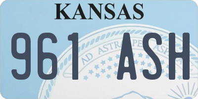 KS license plate 961ASH