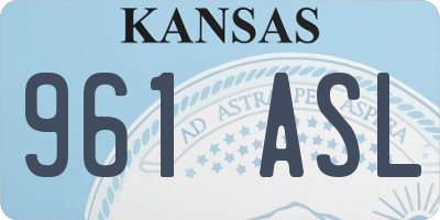 KS license plate 961ASL