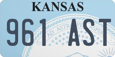KS license plate 961AST