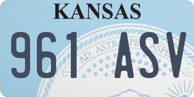 KS license plate 961ASV