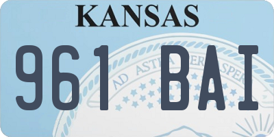 KS license plate 961BAI