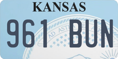 KS license plate 961BUN