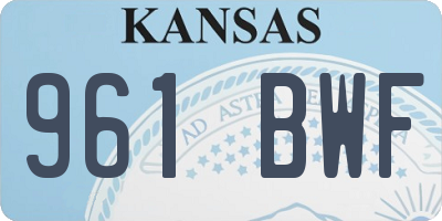 KS license plate 961BWF