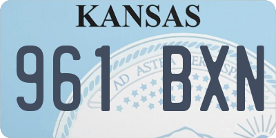 KS license plate 961BXN