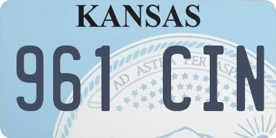 KS license plate 961CIN