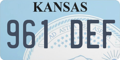 KS license plate 961DEF