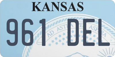 KS license plate 961DEL