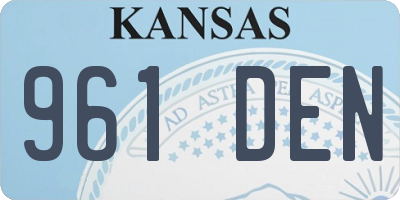 KS license plate 961DEN
