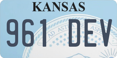 KS license plate 961DEV